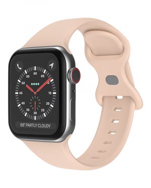 Silikonowy pasek LEVCORP do Apple Watch 38/40/41 mm zapięcie motylkowe Kredowo różowy