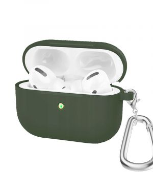 Etui LEVCORP do Apple AirPods 3 Silicone z  klapką Ciemna zieleń z karabińczykiem