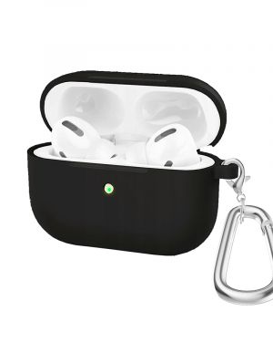 Etui LEVCORP do Apple AirPods 3 Silicone z  klapką Tradycyjny czarny z karabińczykiem