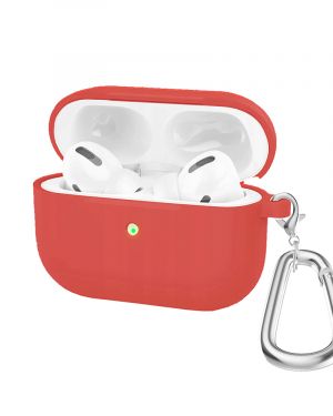 Etui LEVCORP do Apple AirPods 3 Silicone z  klapką Czerwony z karabińczykiem