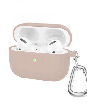 Etui LEVCORP do Apple AirPods 3 Silicone z  klapką Kredowo różowy  z karabińczykiem