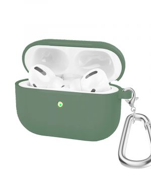 Etui LEVCORP do Apple AirPods Pro Silicone z  klapką Odcień zieleni z karabińczykiem
