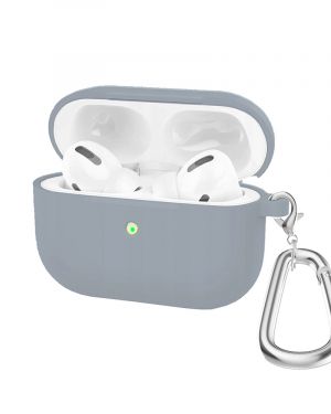 Etui LEVCORP do Apple AirPods 3 Silicone z  klapką Popielata szarość z karabińczykiem