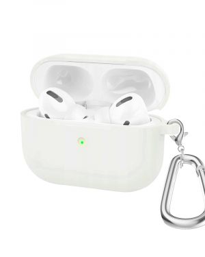 Etui LEVCORP do Apple AirPods 3 Silicone z  klapką Śnieżnobiały z karabińczykiem