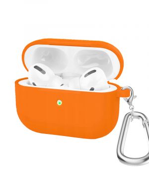 Etui LEVCORP do Apple AirPods Pro Silicone z  klapką Świeży pomarańczowy  z karabińczykiem