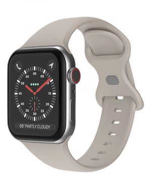 Silikonowy pasek LEVCORP do Apple Watch 38/40/41 mm zapięcie motylkowe Siwy